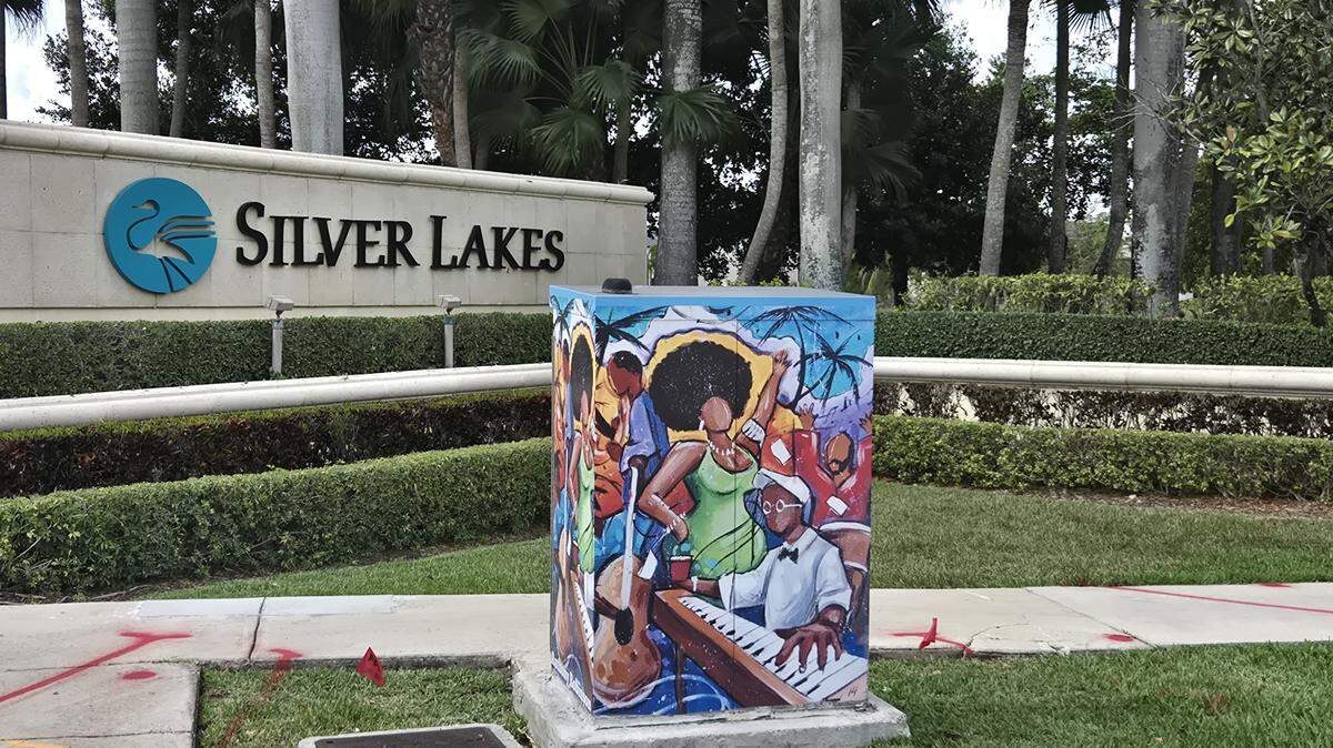 At traffic lights in Miramar, there is often an industrial box covered in original artwork.