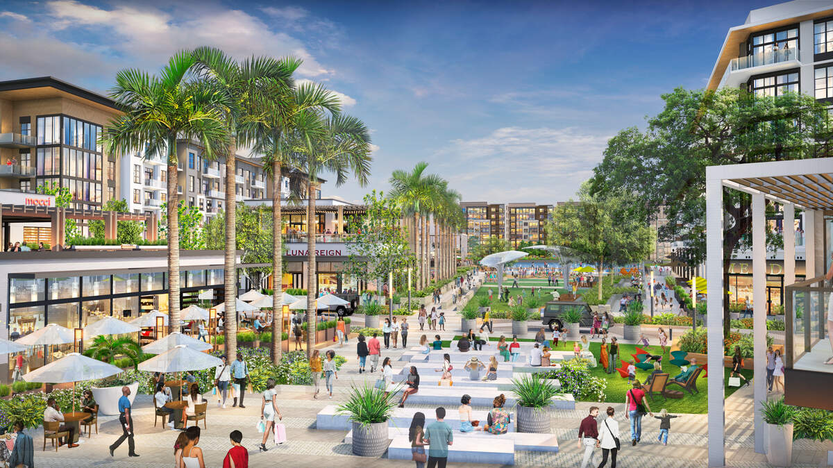 Miramar Cove’s promenades will be lined with shops and seating areas.