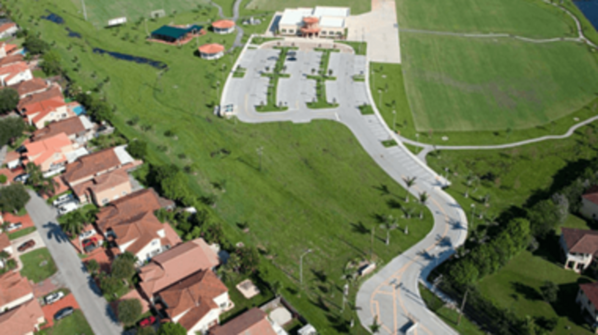 Here is an aerial view of Vizcaya Park, where Miramar wants to strike a $1 million deal to keep a telecommunications tower into 2075.
