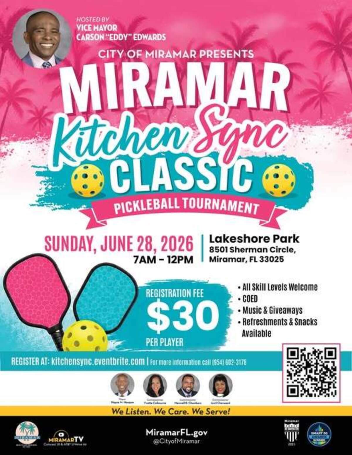 Pickleball players of all skill levels can compete at the inaugural Miramar Kitchen Sync Classic Pickleball Tournament on June 28.