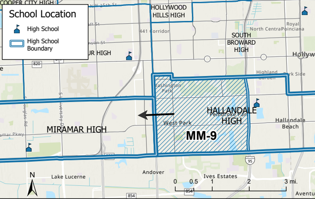 Miramar High School’s boundaries will change, including Hallandale High’s population west of I-95.