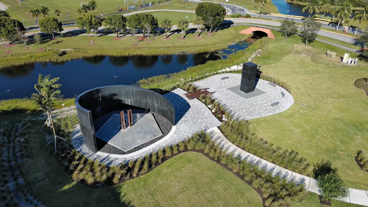 The 9/11 Memorial Monument sits unfinished at Miramar Regional Park.