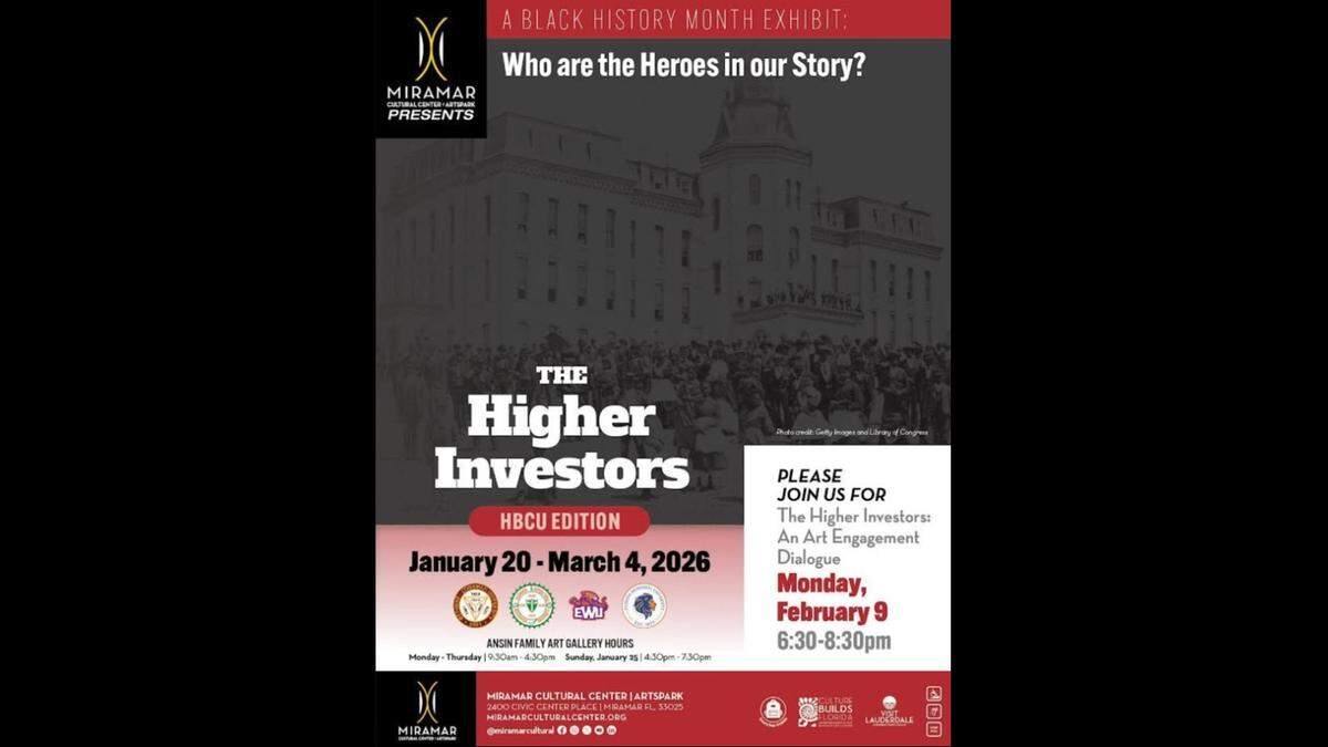 The Miramar Cultural Center will host The Higher Investors photographic exhibit starting Jan. 20, featuring art about historically Black colleges and universities.