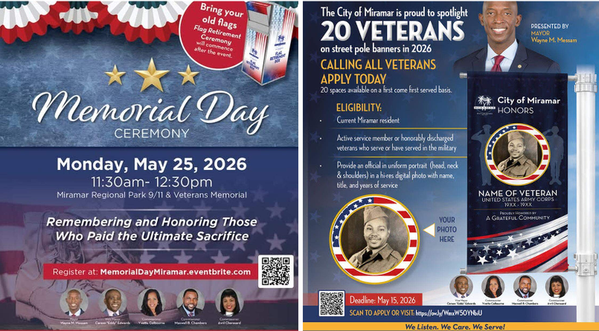 Miramar is looking for information on fallen military members to honor at the city’s Memorial Day ceremony.