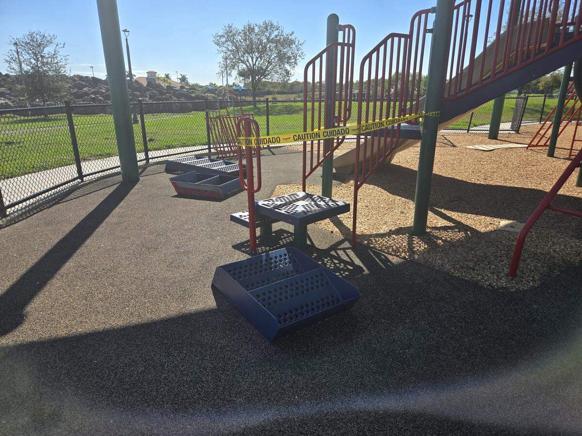 Playground staircases and structures are being taken apart at Miramar Regional Park as of Feb. 25.