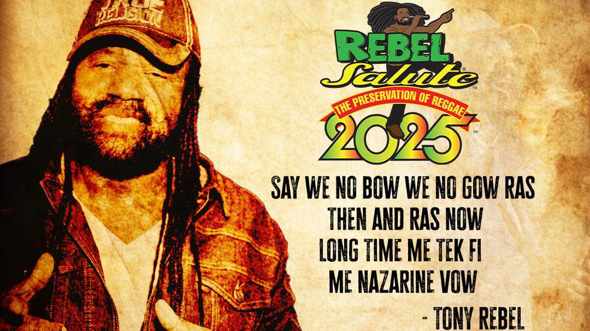 Tony Rebel will perform at Rebel Salute on Sunday, April 19, at Miramar Regional Park