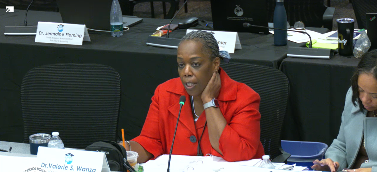 Dr. Valerie Wanza, BCPS chief of strategy and innovation, announced the details of a boundary change to Miramar High School during the Wednesday, Jan. 21, meeting.